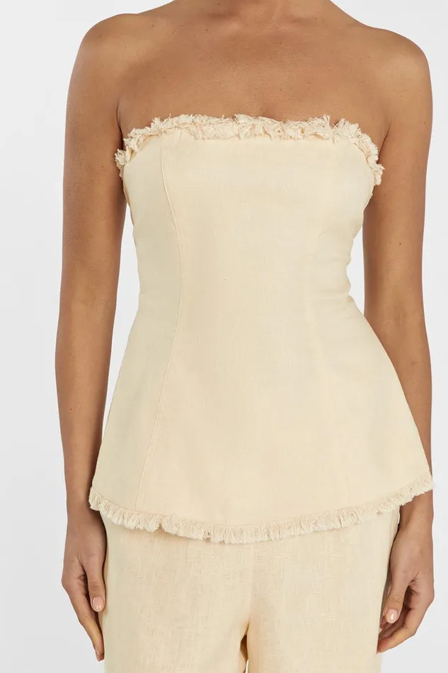 Women Tops DISSH ZAHARA LEMON LINEN FRINGED TOP