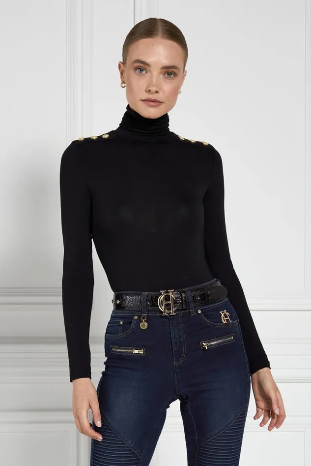Women Tops Holland Cooper Essential Roll Neck Black
