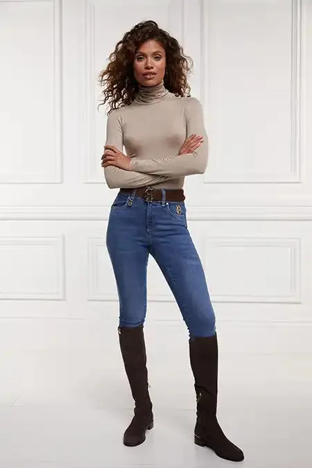 Women Tops Holland Cooper Essential Roll Neck Oatmeal