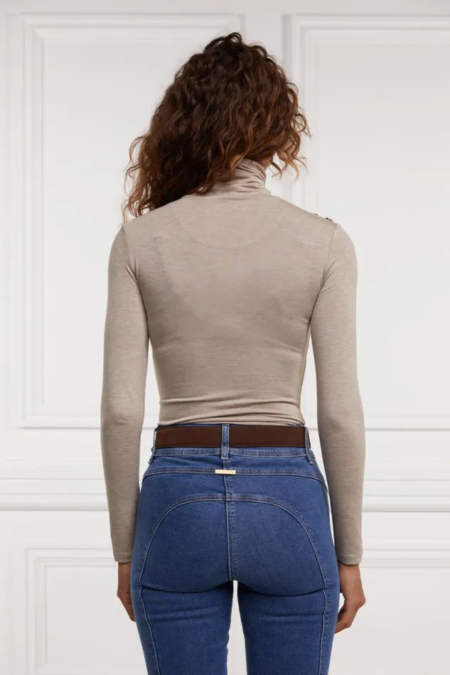 Women Tops Holland Cooper Essential Roll Neck Oatmeal