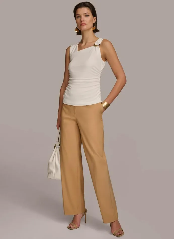 Women TORTOISE HARDWARE SHOULDER TOP Cream Donna Karan New York Sweaters And Tops Women TORTOISE HARDWARE SHOULDER TOP Cream Donna Karan New York Sweaters And Tops