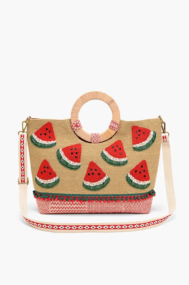 Women Totes America and Beyond Watermelon Waves Cane Handle Tote