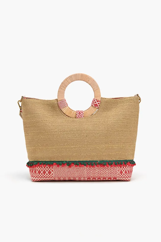 Women Totes America and Beyond Watermelon Waves Cane Handle Tote