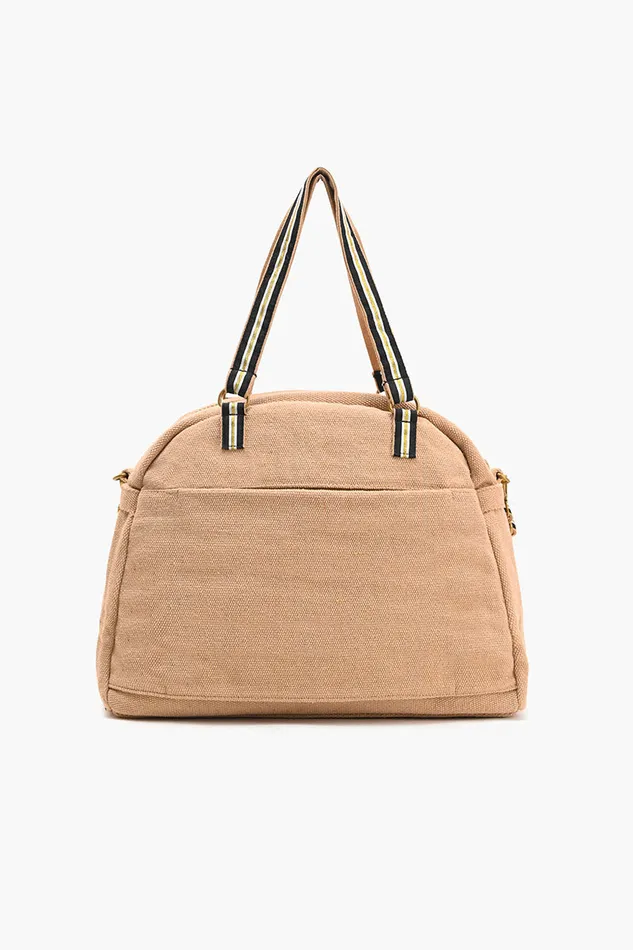 Women Travel and Beach Bags America and Beyond Glamorous Embellished Traveler with CrossbodyFloral Beige