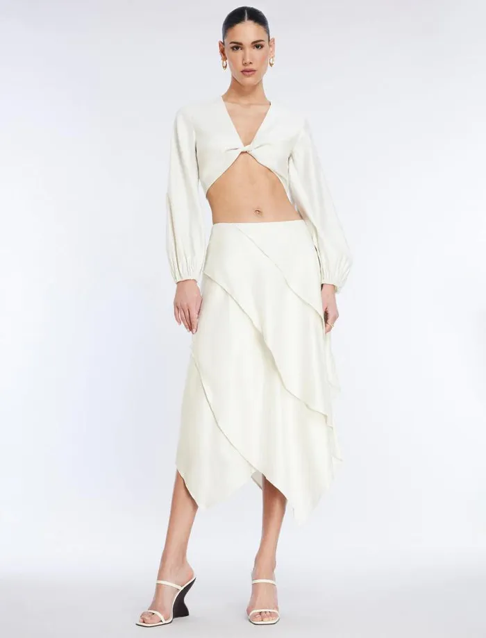 Women Twist Front Crop Top Gardenia BCBG Tops Women Twist Front Crop Top Gardenia BCBG Tops