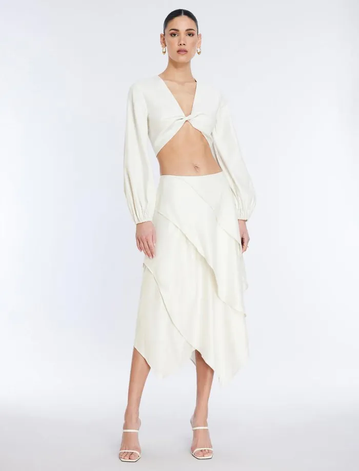 Women Twist Front Crop Top Gardenia BCBG Tops Women Twist Front Crop Top Gardenia BCBG Tops