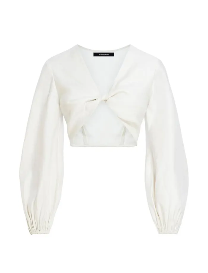 Women Twist Front Crop Top Gardenia BCBG Tops Women Twist Front Crop Top Gardenia BCBG Tops