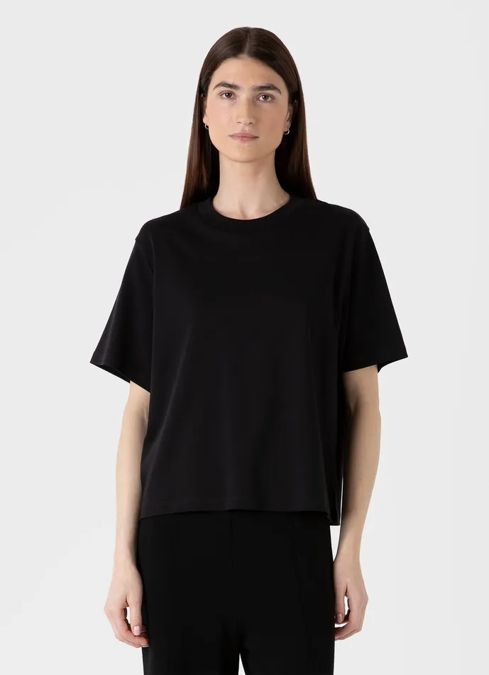 Women ussunspel Boxy Heavyweight Tshirt Black Tshirts and Tops