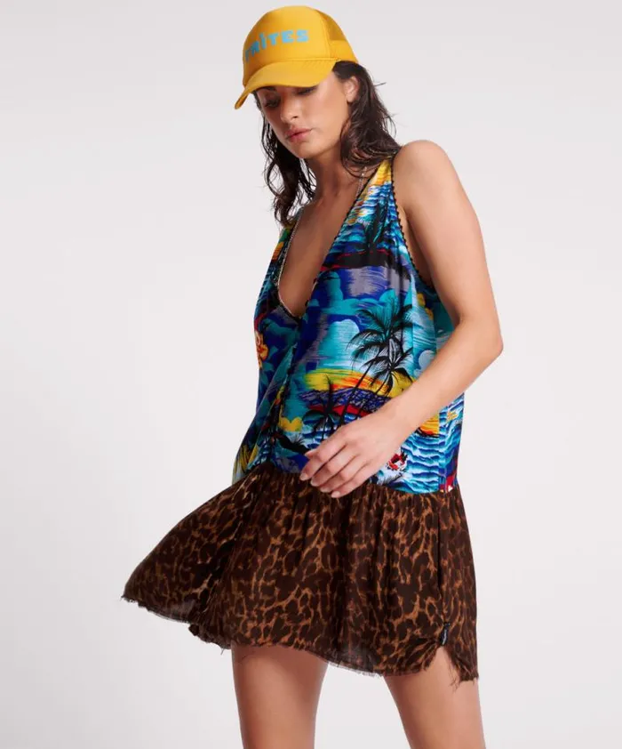Women UTOPIA LEOPARD PRINT HAWAIIAN POP OVER DRESS One Teaspoon Mini Dresses