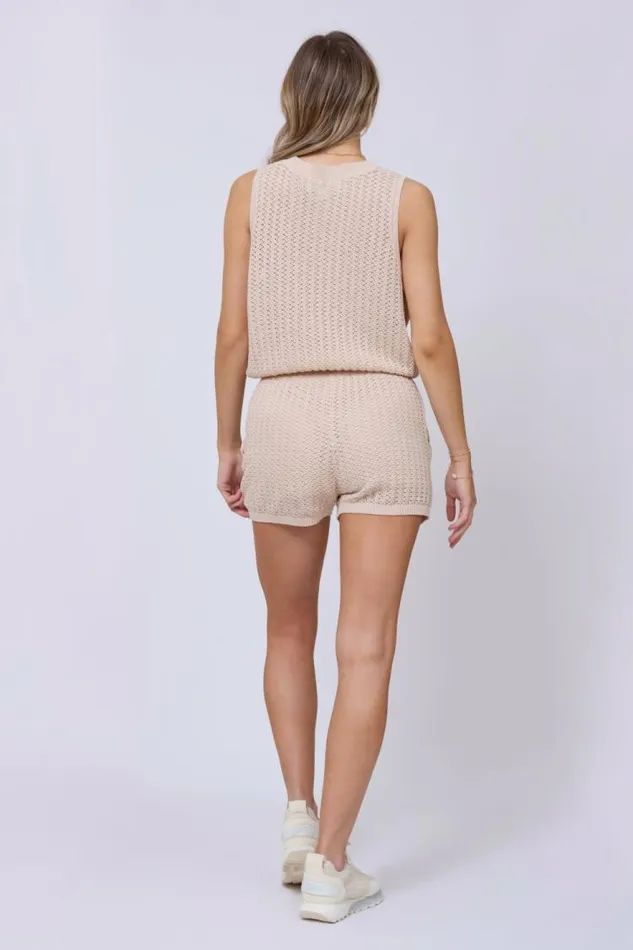 Women Vintage Havana All Bottoms Bali Beige Open Crochet Shorts Bali Beige
