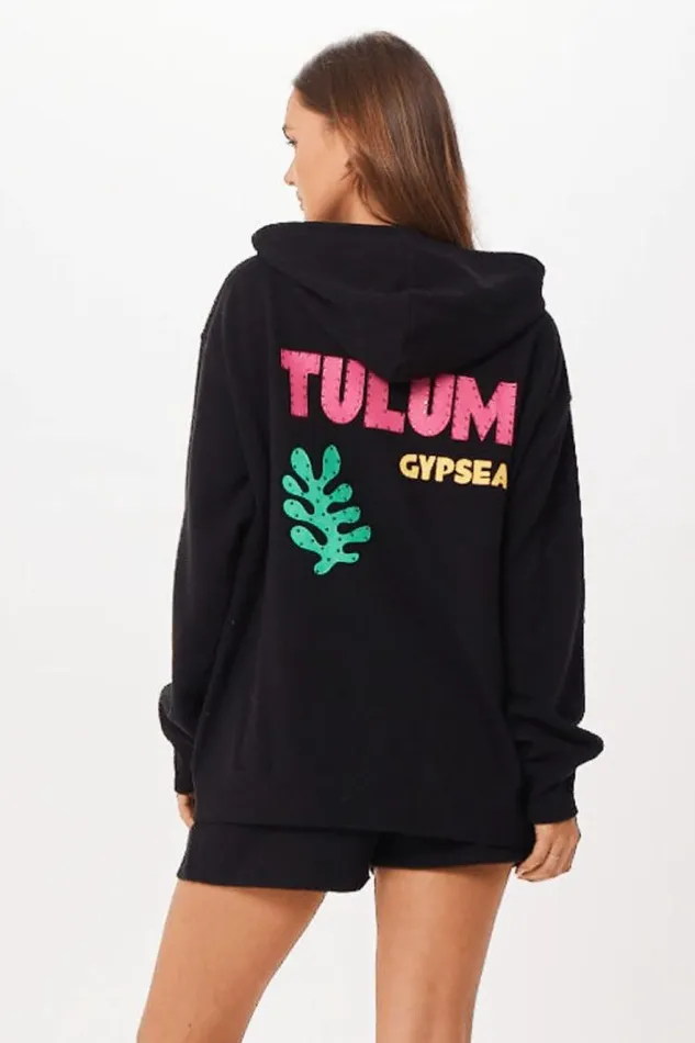 Women Vintage Havana Sweatshirts Black Tulum Jet Setter Surf Wash Zip Up Black