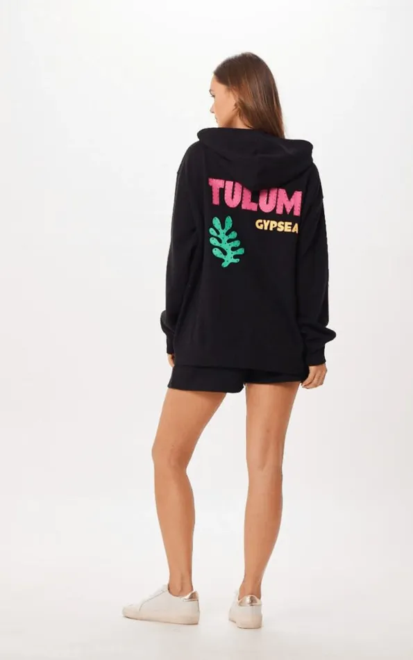 Women Vintage Havana Sweatshirts Black Tulum Jet Setter Surf Wash Zip Up Black