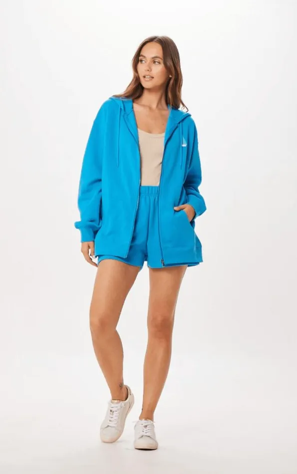 Women Vintage Havana Sweatshirts Bright Blue St Tropez Jet Setter Surf Wash Zip Up Bright Blue