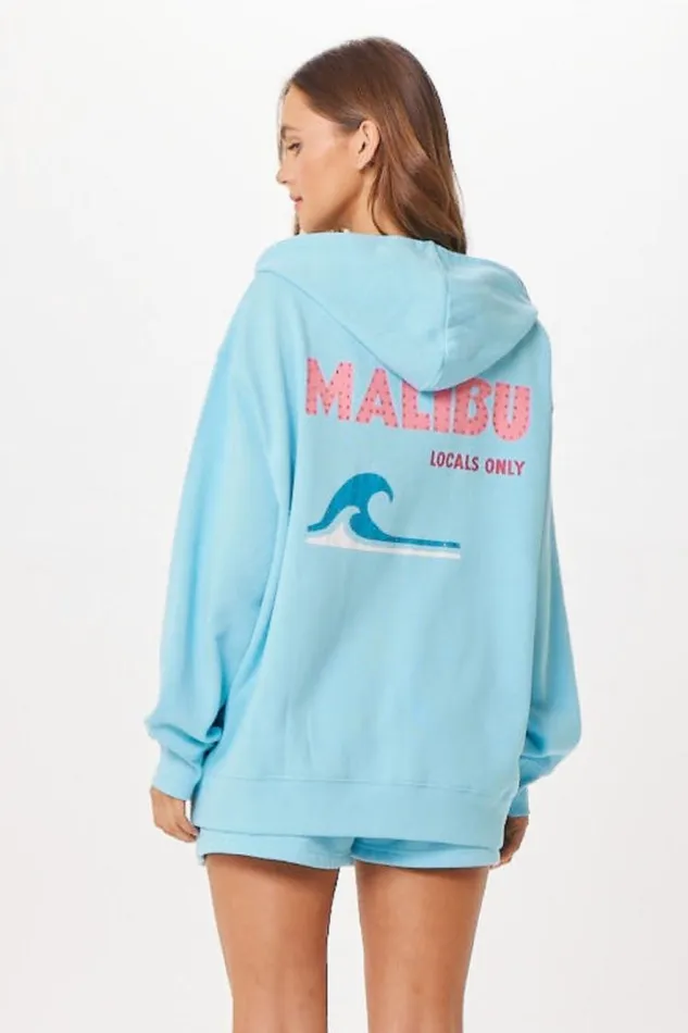 Women Vintage Havana Sweatshirts Tropical Blue Malibu Jet Setter Surf Wash Zip Up Tropical Blue