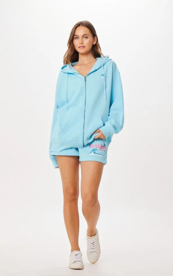 Women Vintage Havana Sweatshirts Tropical Blue Malibu Jet Setter Surf Wash Zip Up Tropical Blue