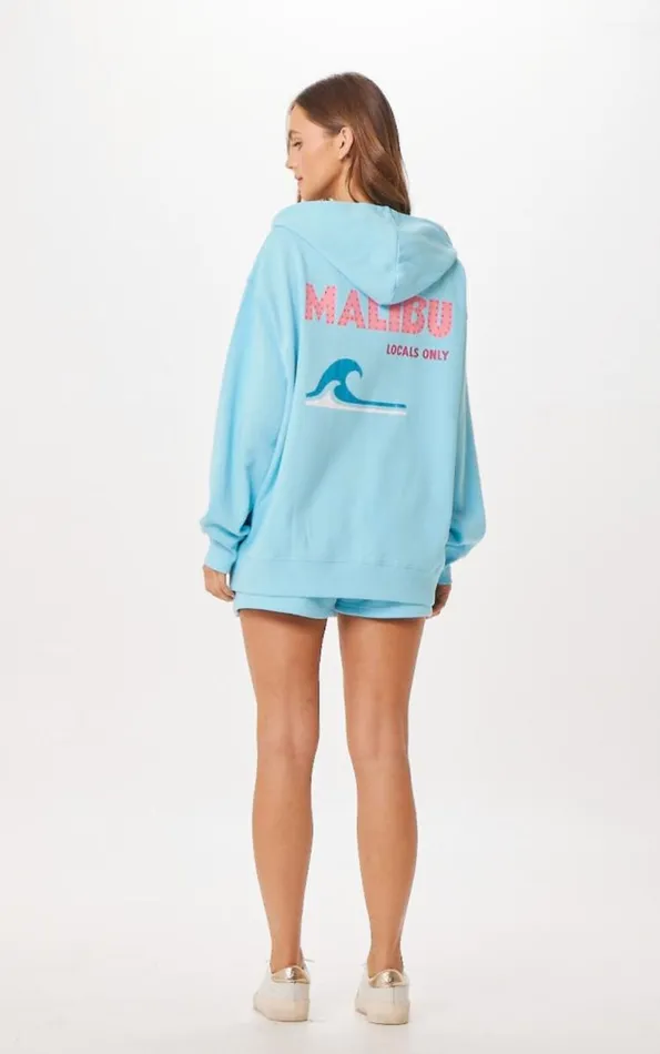 Women Vintage Havana Sweatshirts Tropical Blue Malibu Jet Setter Surf Wash Zip Up Tropical Blue