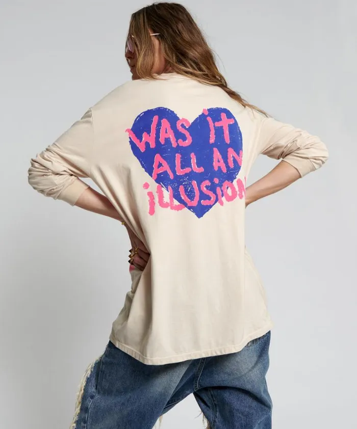 Women WAS IT ALL AN ILLUSION HANDSPRAYED LONG SLEEVE TEE One Teaspoon Tees and Tanks Women WAS IT ALL AN ILLUSION HANDSPRAYED LONG SLEEVE TEE One Teaspoon Tees and Tanks