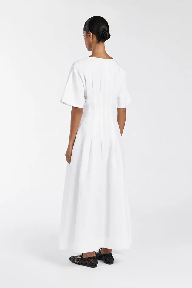 Women White Dresses DISSH RAF OFF WHITE BOATNECK MIDI DRESS