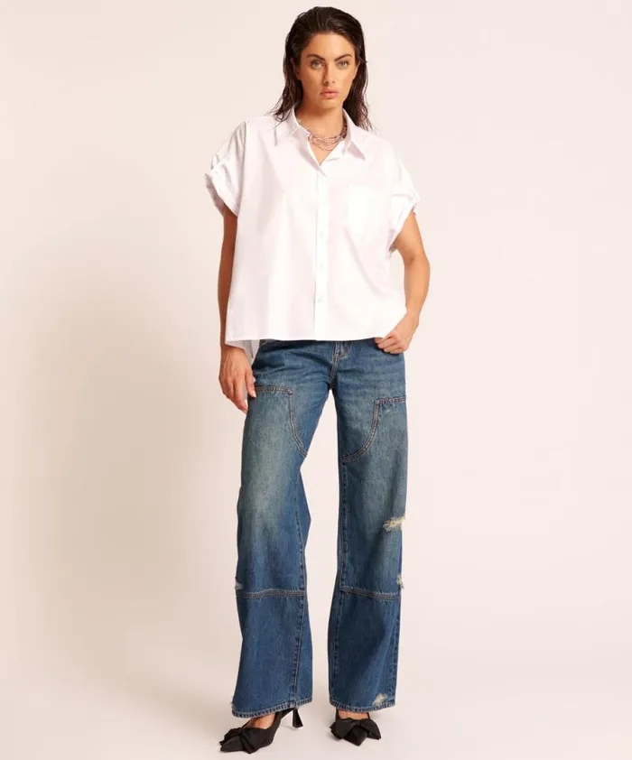 Women WHITE KINGS ROAD COTTON SHIRT One Teaspoon Shirts