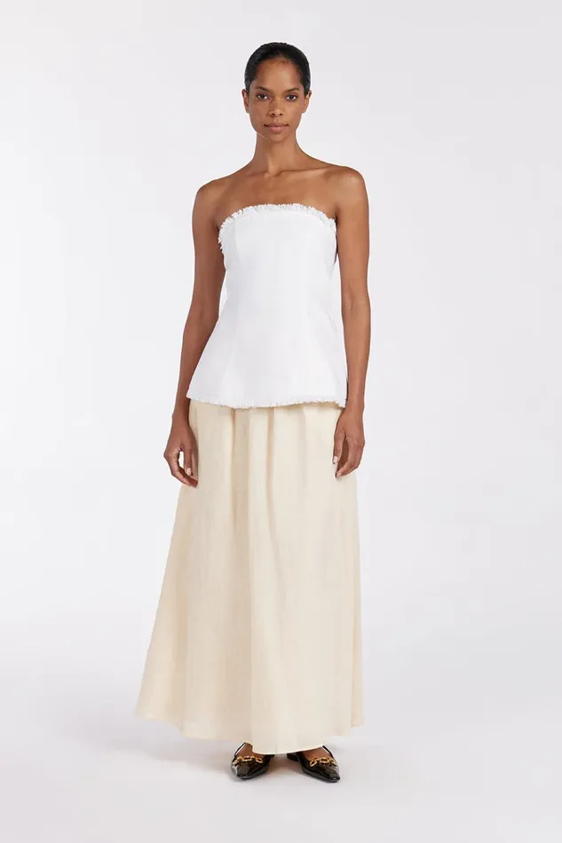 Women White Tops DISSH ZAHARA WHITE LINEN STRAPLESS TOP