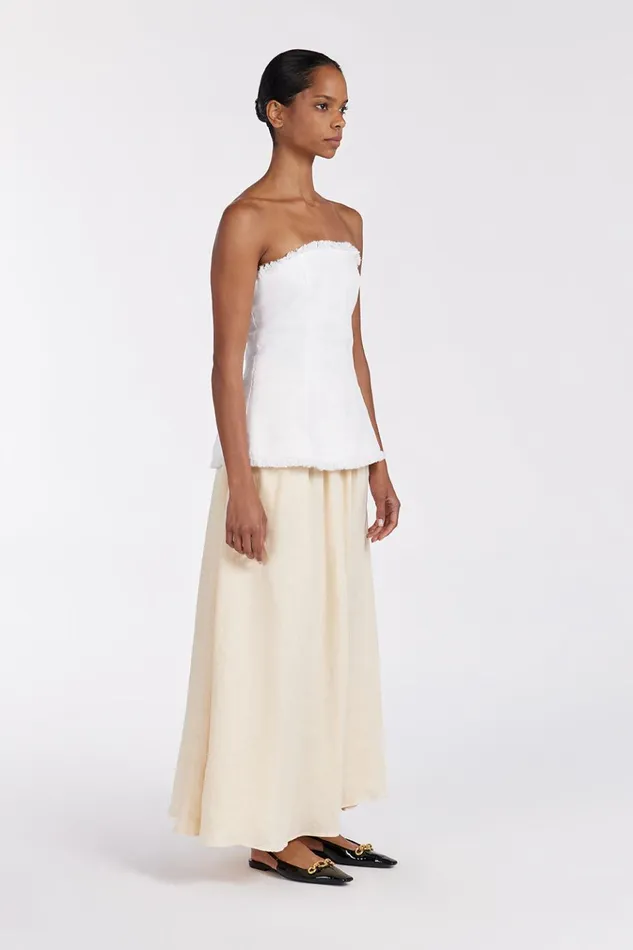 Women White Tops DISSH ZAHARA WHITE LINEN STRAPLESS TOP