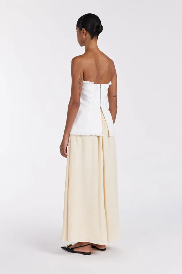Women White Tops DISSH ZAHARA WHITE LINEN STRAPLESS TOP