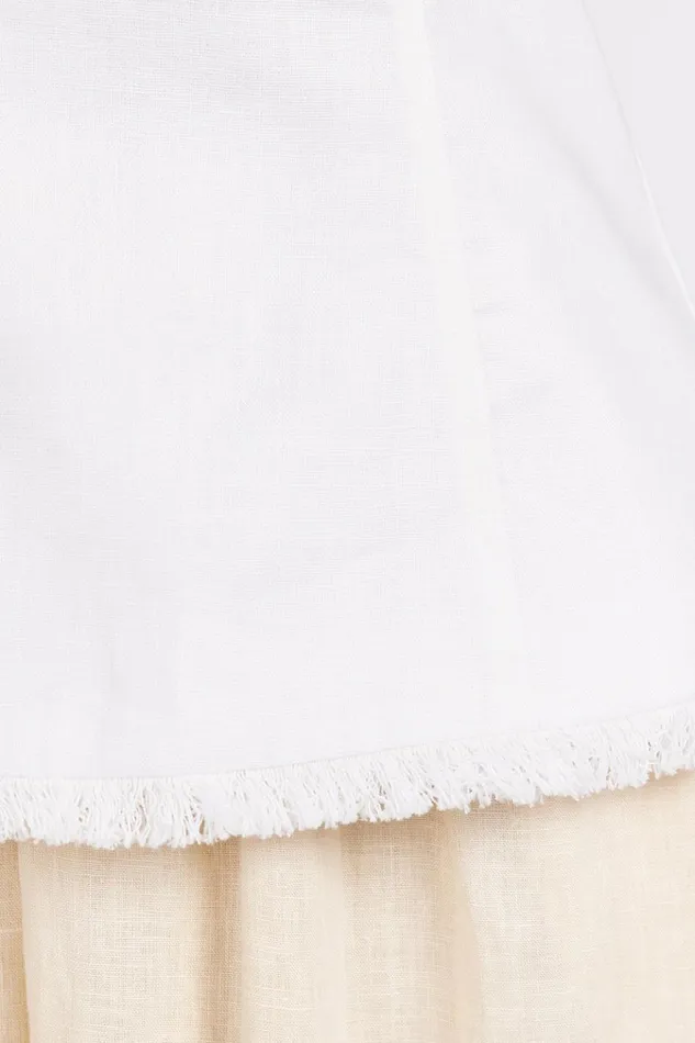 Women White Tops DISSH ZAHARA WHITE LINEN STRAPLESS TOP