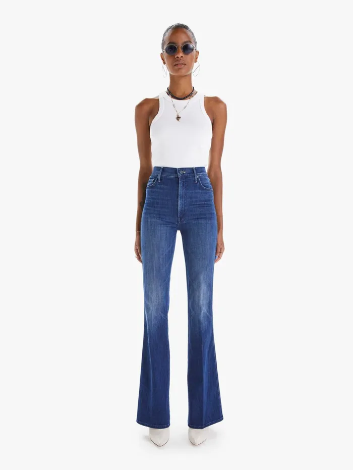 Women Wide Leg Mother Denim The Mellow Drama Dark Blue