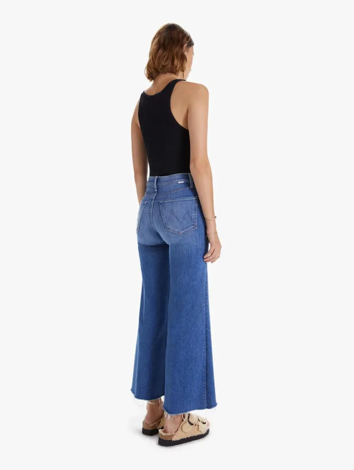 Women Wide Leg Mother Denim The Tomcat Roller Fray Medium Blue