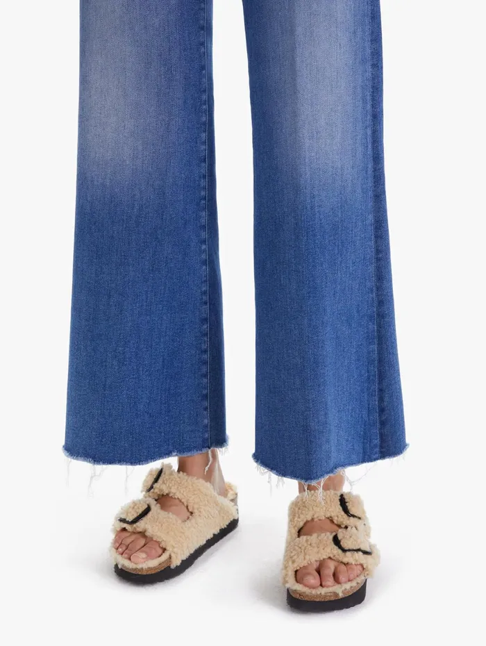 Women Wide Leg Mother Denim The Tomcat Roller Fray Medium Blue