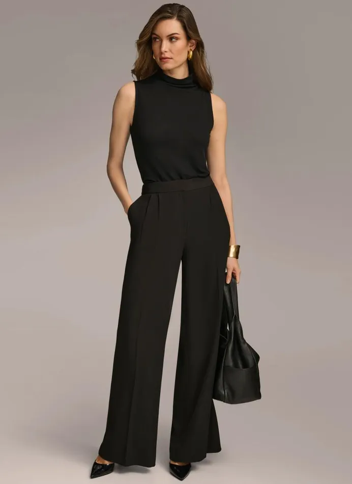Women WIDE LEG PANT Black Donna Karan New York Pants Women WIDE LEG PANT Black Donna Karan New York Pants