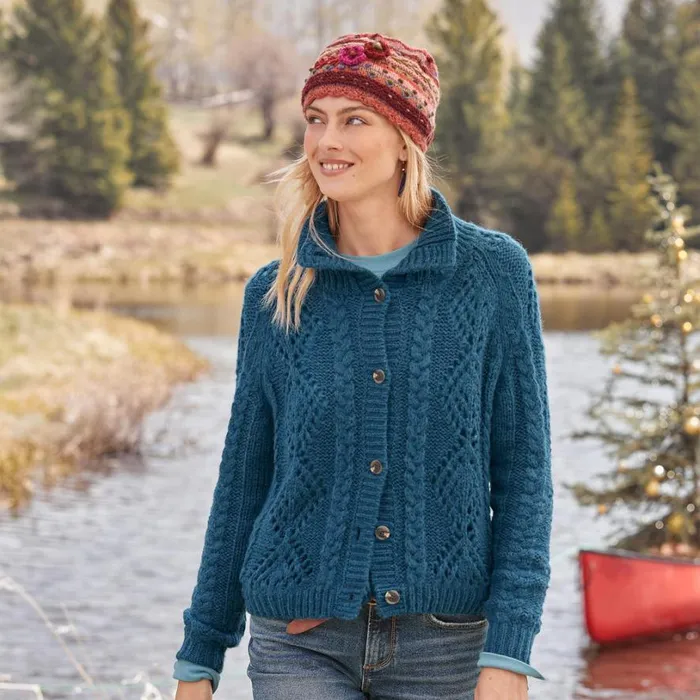 Women Winter Tryst Cardigan Denim Sundance Catalog Sweaters