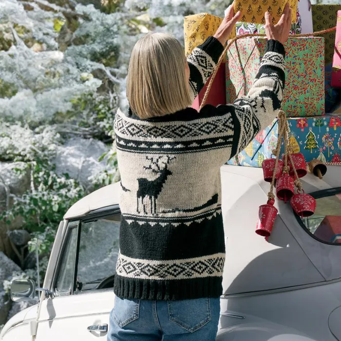 Women Woodland Stag Cardigan Black Sundance Catalog Sweaters