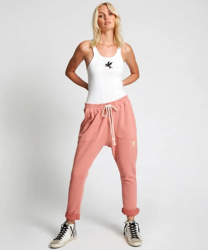 Women WORN PINK CARGO SWEAT PANTS One Teaspoon Bottoms