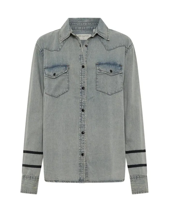 Women ZEPPELIN DENIM WESTERN SHIRT One Teaspoon Denim Tops