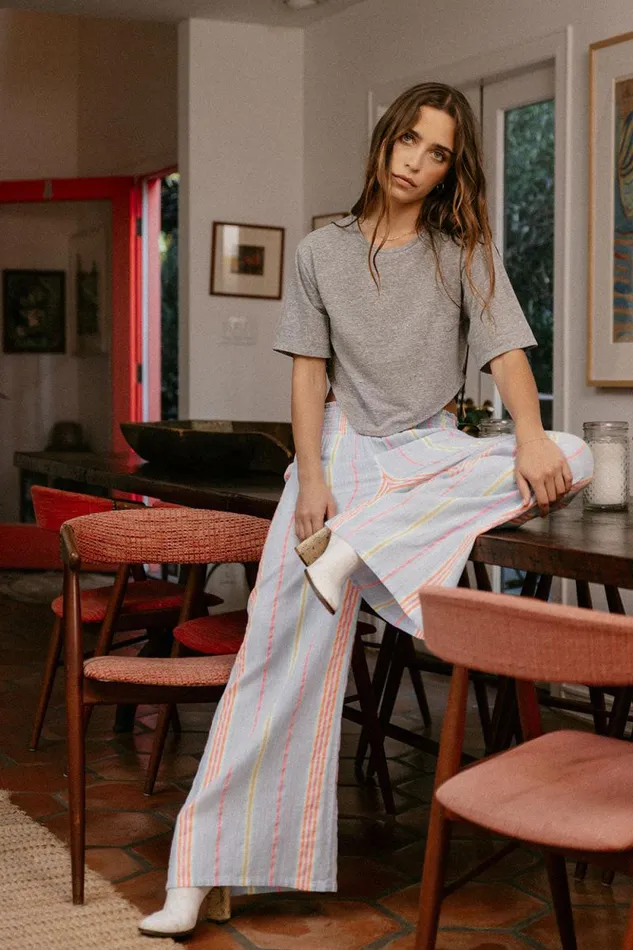 Womens Chaser Brand Bottoms Bari South West Beach Stripe Trouser