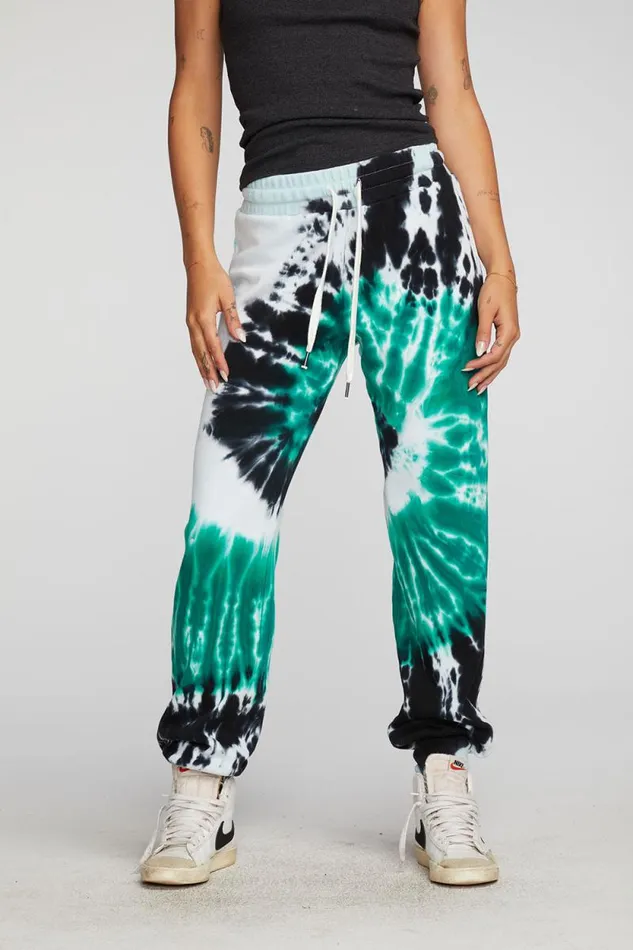 Womens Chaser Brand Bottoms Cotton Fleece Joggers With Rib And Shoestring Tie