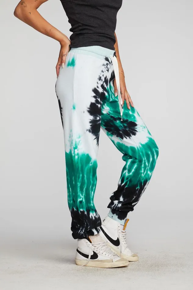 Womens Chaser Brand Bottoms Cotton Fleece Joggers With Rib And Shoestring Tie