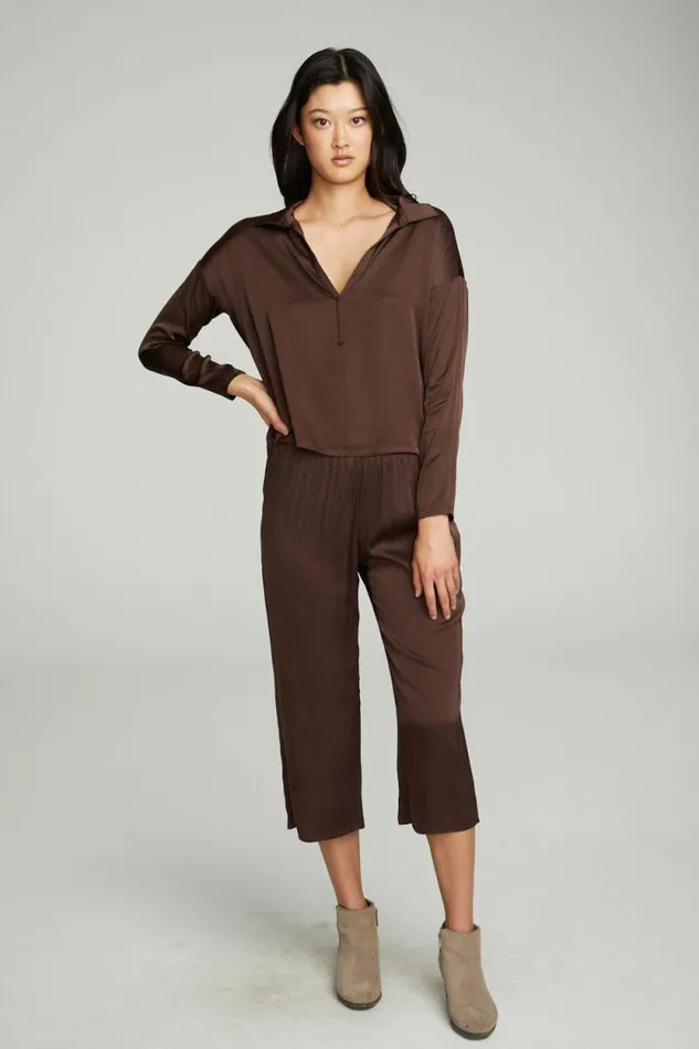 Womens Chaser Brand Bottoms Cropped Wide Leg Culotte