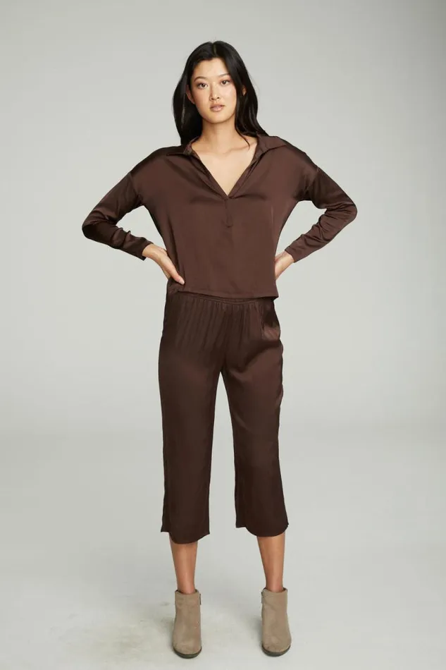 Womens Chaser Brand Bottoms Cropped Wide Leg Culotte