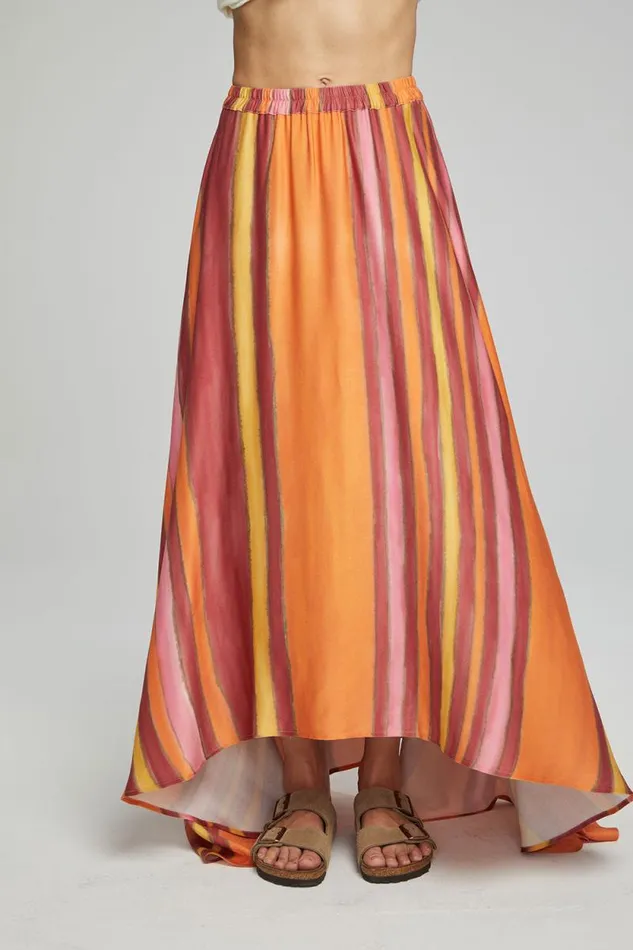 Womens Chaser Brand Bottoms Hazel Maxi Skirt 8211 Sunset Stripe
