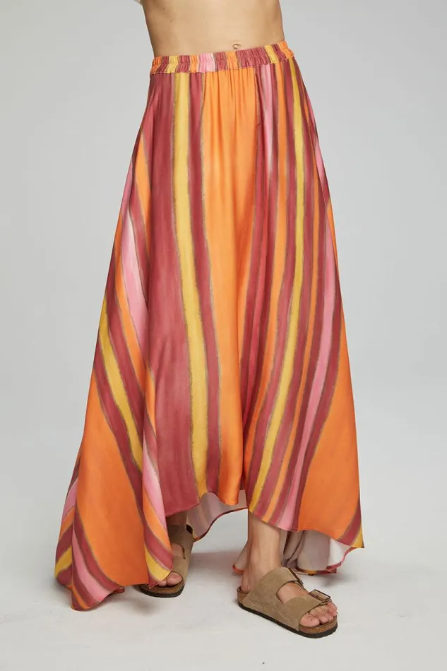 Womens Chaser Brand Bottoms Hazel Maxi Skirt 8211 Sunset Stripe