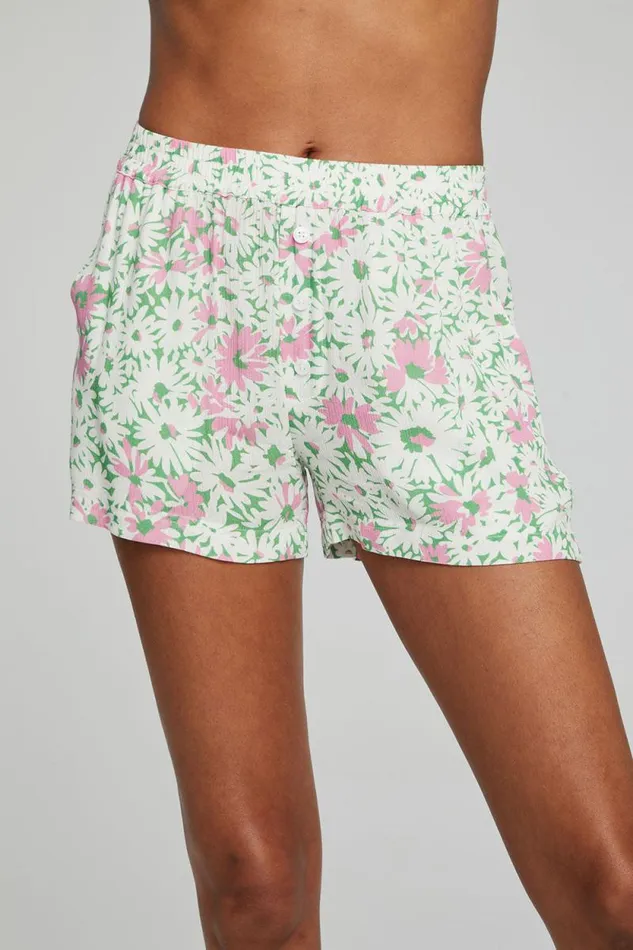 Womens Chaser Brand Bottoms Ollie Boxer Shorts 8211 Daisy Floral Print