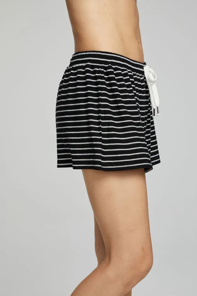 Womens Chaser Brand Bottoms Paseo Shorts 8211 Black And White Stripe
