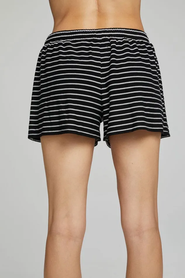 Womens Chaser Brand Bottoms Paseo Shorts 8211 Black And White Stripe