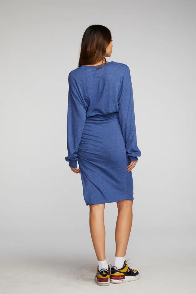Womens Chaser Brand Dresses Triblend Midi Dress With Shirring At Waist And Side Slit