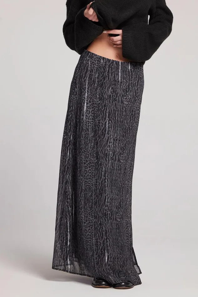 Womens Chaser Brand Loungewear Aquarius Licorice Leopard Maxi Skirt