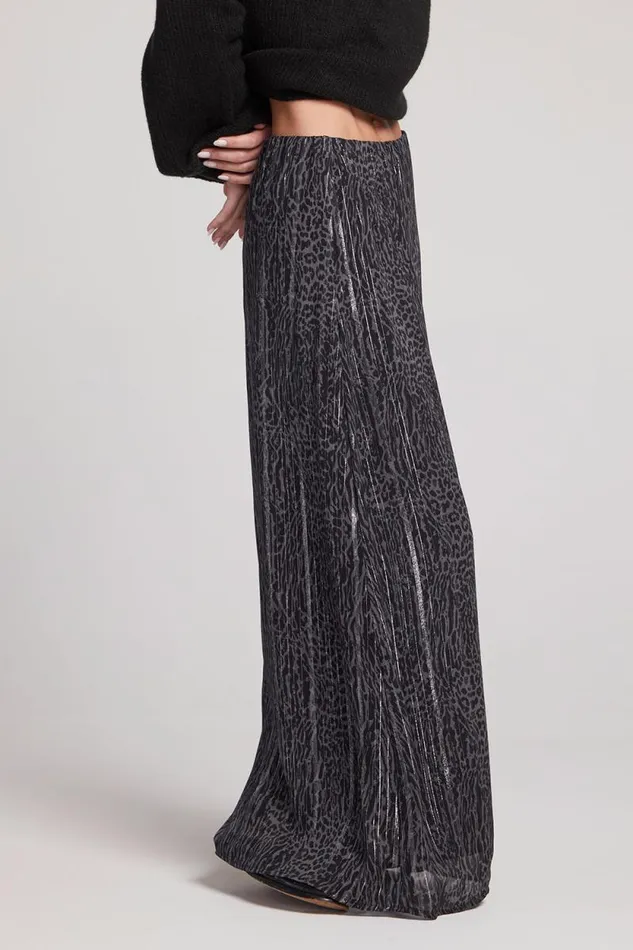 Womens Chaser Brand Loungewear Aquarius Licorice Leopard Maxi Skirt