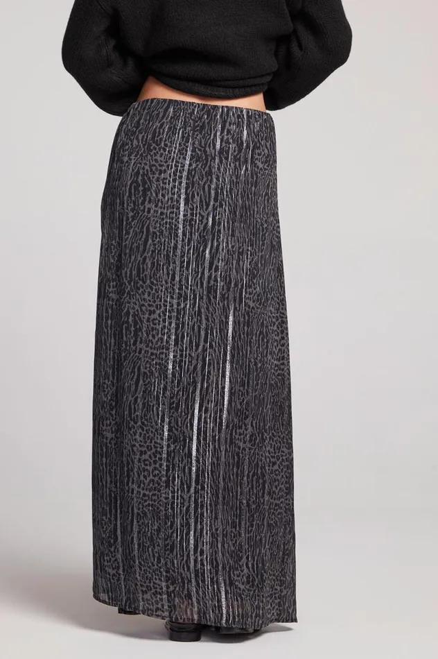 Womens Chaser Brand Loungewear Aquarius Licorice Leopard Maxi Skirt