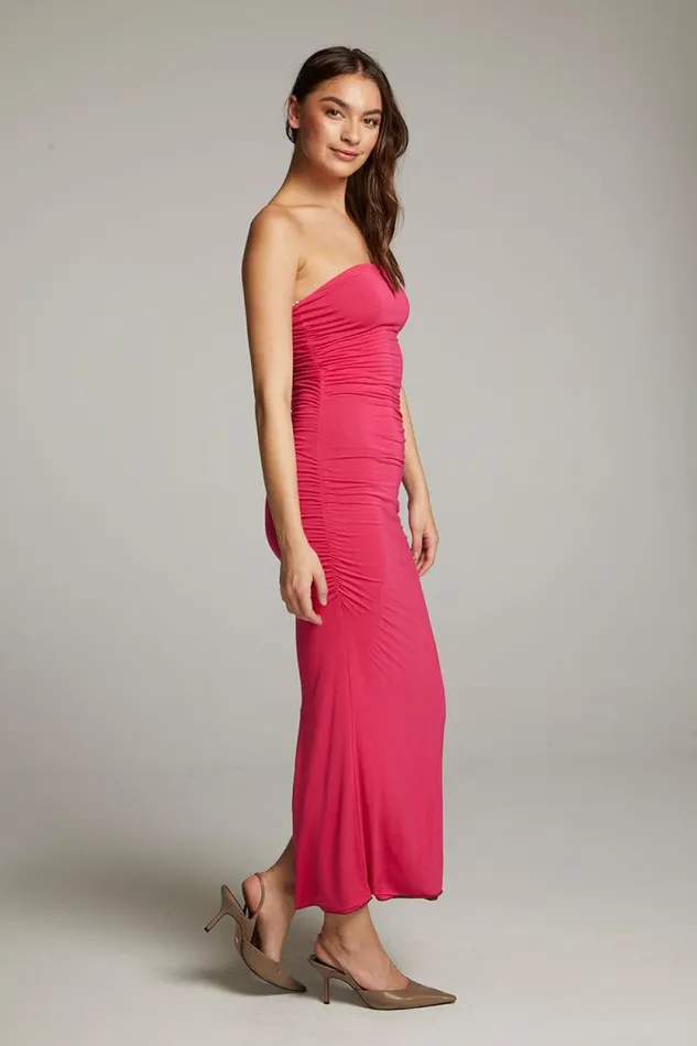 Womens Chaser Brand Loungewear Panama Coffee And Raspberry Reversible Midi Dress